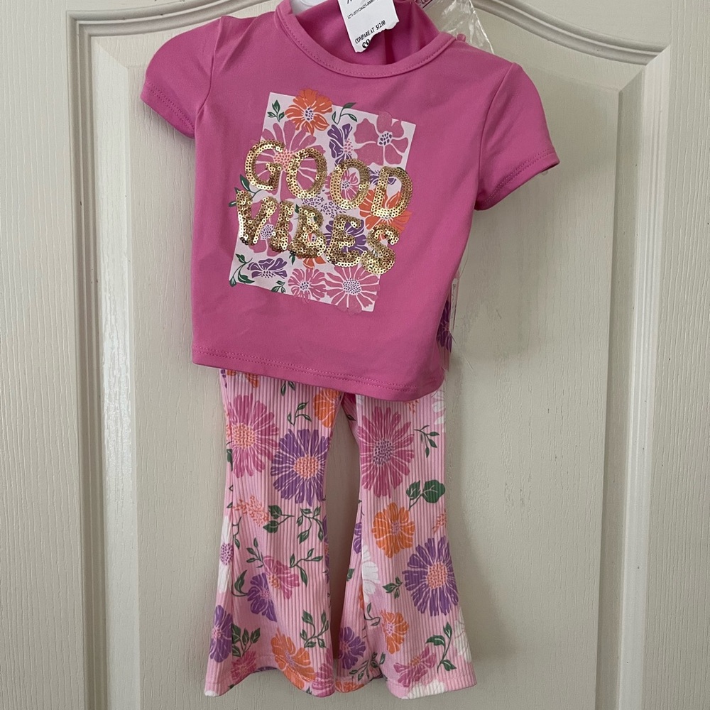 Kids Floral Pink and Gold Matching Set